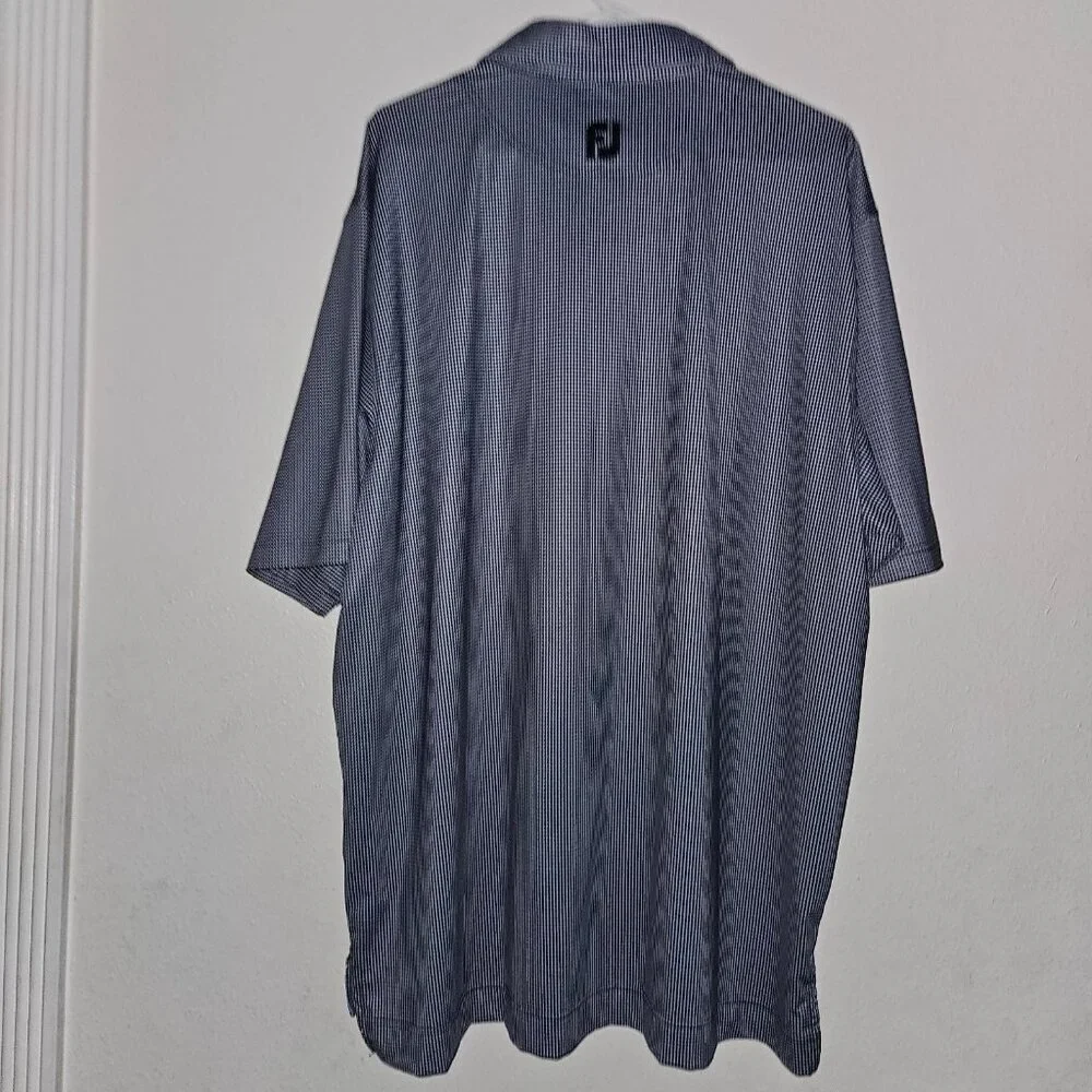 FJ Footjoy Blue White Houndstooth Print Polo Shirt Men's Size XL